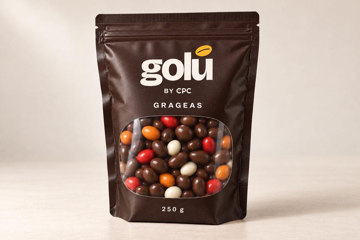 Bolsa Golú de grageas de 250 g con ventana